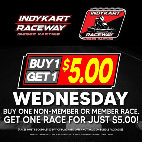 IndyKart Raceway Buy 1 Get 1 $5.00 Off at The Marketplace Mall